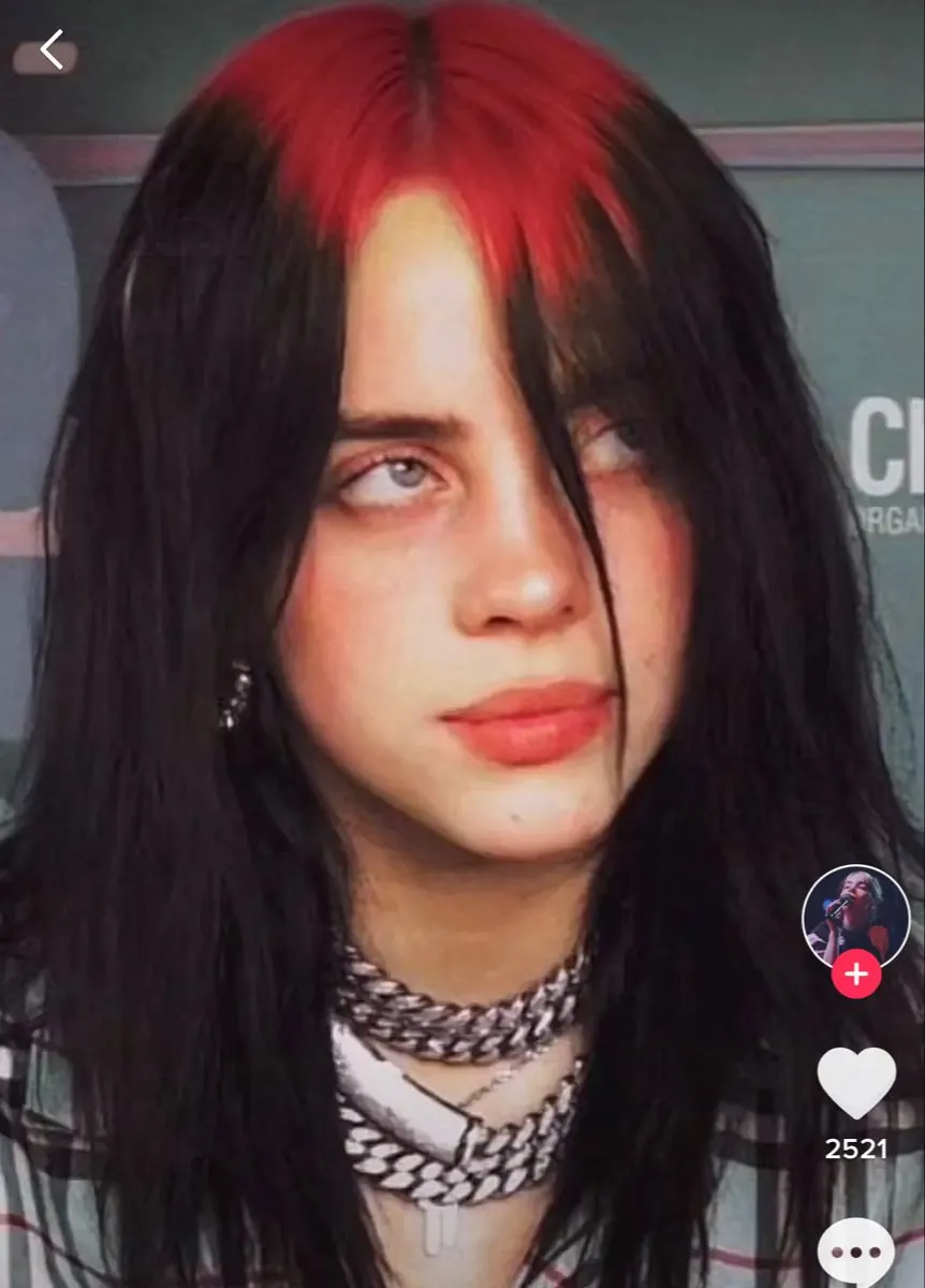 Black hair with Red Orange ghost roots, Long Loose Wave, Front Portrait.